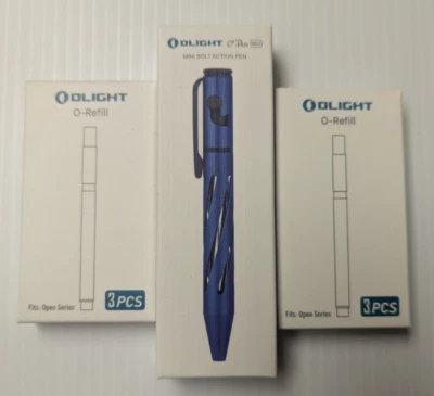 Olight Open Mini Ballpoint Pen With Refill Ink Blue Brand New Rare Limited