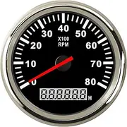 SKMWLMRAJ 85mm Boat Tachometer 3000,4000,6000,8000 RPM Tachometer Car Marine Tacho Meter Gauge with Hourmeter 12V/24V Automobile Tachometer(BS 8000 RPM)