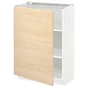 METOD base cabinet with shelves, white/Askersund light ash effect, 60x37x80 cm