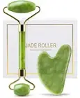 Genuine Jade Roller & Gua Sha Set for Face Cooling & Firming Effect Sculpting...