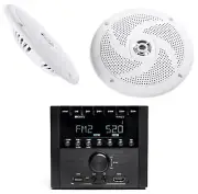 MB Quart RVM2.0 2-Zone RV Receiver Bluetooth Radio Stereo+2) 6.5" White Speakers