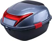 Motorbike Top Box with Lock， Motorcycle Top Case with Backrest, Expandable Motorcycle Tail Bag with Waterproof Rain Cover, Luggage Helmet Storage Box, Waterproof Motorcycle Top Box with Ergonomic Back