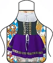 German Apron | Oktoberfest Apron Dirndl Apron for German Oktoberfest Costume | Lederhosen Apron, Oktoberfest Bavarian Funny Apron for Kitchen Cooking Aprons Novelty Buniq