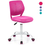 Costway Swivel Chair Ergonomic Computer Desk Chair w/Adjustable Height Armless Mesh Office Task Chair Teens Pink