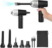3-in-1 Air er I ator Vacuum Pump 3 Gear Adjustable 50000RPM Rechargeable Cordl Air Blower with Brushed 7 Replaceable Nozzles for PC Keyboard Cleaning Swim Ring I ation Bags Vacuum Black One Size