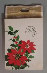 Vintage Hallmark Christmas Poinsettia Bridge 3 Table Tally Cards SEALED