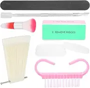 7pcs Dip Powder Tray Manicure Nail Art Kit Dust Remover Powder Brush Nail Tips Display Nail File Accessories Kit Buffer Block and Nail Cuticle Pusher/1274