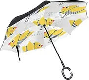 Double Layer Inverted Umbrella Cars Reverse Umbrella Cute French Style Chicks Windproof UV Proof Travel Outdoor Umbrella