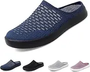 [WENOREG] Women's Platform Hollow Out Slip On Lightweight Mule Sneakers,Summer Open Back Flats Fashion Mesh Breathe Comfort Walking Shoes Closed Round Toe Low Top Loafer