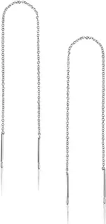 [MSECVOI] A Pair 925 Sterling Silver Tassel Threader Drop Earrings Long Chain Ear Line