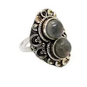 Crack Crystal Quartz Ring Size 7.5 -925 Sterling Silver Gemstone Jewelry JP11193