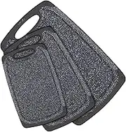 Kitchen Cutting Board 3 Pcs Professional Chopping Boards Set Dishwasher Safe Cutting Boards with Juice Groove and Carrying Handle for Veggies Fruit and Cheese No BPA(Color:Black)