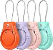 4 Pack IPX8 Waterproof AirTag Keychain Holder，Air tag Lock Case with Wire Cable Compatible with Apple AirTags,Ultra Durable Anti-Lost Lock Keychain Holder for Luggage,Orange+Pink+Green+Purple
