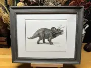Drawing of a Triceratops Dinosaur Graphite Pencil Art Sketch Picture Print