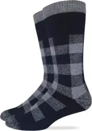 Carolina Ultimate Plaid Full Cushion Merino Wool Blend, Grey, Size 9-13, 1 Pair