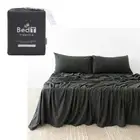 Organica Jersey Cotton-Blend Sheet Set Charcoal Queen BedT