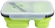 Lunch Box, Easy Box, Silicone Student White-Collar Lunch Box, Portable Multi-Function Microwave Food Storage Box (Green)