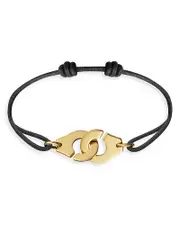Dinh Van 18K Yellow Gold Menottes Intertwined Handcuff Charm Adjustable Cord Bracelet