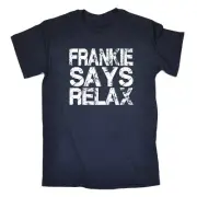 Frankie Says Relax Distressed White Logo MENS T Shirt birthday retro 80s gift
