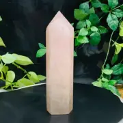 1172g Natural Pink Quartz Crystal Obelisk Quartz Wand Point Tower Energy Healing