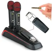 2 Wireless Karaoke Microphones, Integrated Bluetooth Receiver - Connects Mics
