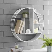White Brody Wall Shelf, round 3 Tier Wall Mounted Floating Shelf