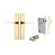 Iver Baltimore Door Lever Handle on Chamfered Backplate Entrance Kit Key/Key
