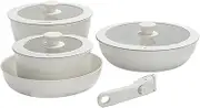 Apujent Pots and Pans Set Non Stick | Space Saving Pots Set,Safe Portable Ceramic Oven Cooktop Utensils Induction Kitchenware for Home Apartment Cooking Picnic