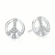 Sterling Silver Cubic Zirconia Peace Stud Earrings