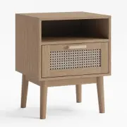 Rattan Bedside Table with Storage Drawer