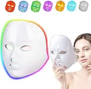 LAMCAN Red Light Therapy Face Mask, LED Face Wand, 7 Colors, Wireless. LED Face Mask Light Therapy, For Home and Salon Use, For Wrinkle Reduction, Anti-Aging (White)