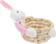 Rabbit Storage Basket Egg Container Pig Bunny Containers Wicker Rabbit Bunnies Household Decor Kit Litter Figurine Rattan Basket Plush