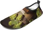 [BTCOWZRV] Water Shoes for Women Men Beer and Hop Cones Water Sports Shoes Slip-on Breathable Lightweight Athletic Aqua Sock