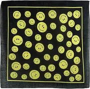 Pickled Moon Black Yellow Happy Face Emoticon Bandana Bandanna Scarf, Black, One Size