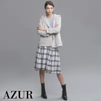 在飛比找momo購物網優惠-【AZUR】格紋多層次不規則羊毛A字裙