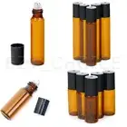 10Pcs Amber Roll On Glass Bottles Roller Ball For Perfume Essential Oil 5ml 10ml