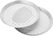 2 pcs Perforated Round Pizza Baking Pan Metal Pizza Tray for Cheesy Crusts for Home Commercial Baking Design for Even Heat Distribution