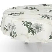 Oilcloth Tablecloth Wax Tablecloth Washable Garden Tablecloth Marble Flowers Oval 180 x 140 cm Cut Edge
