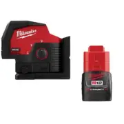 Milwaukee Cross Line + Plumb Points Laser Level 125' 12V Cordless w/ 3Ah Battery