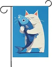 Cartoon Cute White Cat flags of Garden banner for Porch decoration 12x18 double sided