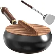 Non Stick Pots | Iron Cooking Pots Nonstick Cookware | Flat Bottom Frying Pan with Lid Spatula, Stir Fry Pan Chinese Wok for Electric Cooktops, All Stoves