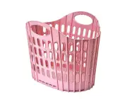 Fully Ventilated Laundry Baskets: Pink 2-Bushel Capacity Baskets with Two Handles, Comfortable and Stable Design.