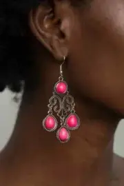 Paparazzi CANYON CHANDELIER pink earrings