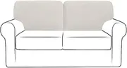 Stretch Sofa Backrest Cover Couch Back Cushion Cover Washable Back Slipcovers Spandex Jacquard Couch Back Covers for Living Room (Color : Ivory, Size : T-2PC)