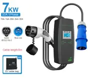 Khons Portable Electric Car Charger 11kw 7kw Charger Type2 Charger Cable 16A 32A EV Charger Three Phase EVSE Charging Box 7KW 32A 1Phase