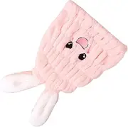 VICASKY Rabbit Ear Absorbent Hair Towel Wrap Cap for Cute Cartoon Design Fast Drying Comfortable Hair Hat for Home Travel and Bath