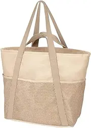 [ARREBOL] Beach Bag for Women，Large Waterproof Pool Swim Sandproof Travel Tote Bag with Zipper and Mesh Pocket
