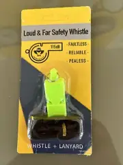 Loud And Far Safety Whistle W/ Lanyard Green 115 dB New