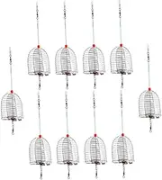 10 Pcs Metal Bait Cage Fishing Feeder Crayfish Carp Lures Cage Fishing Basket Bait Feeder Lure Cage Fishing Lure Basket Spring Carp Feeder Stainless Steel Hair Accessories