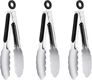 7-Inch Small Kitchen Tongs Set of 3, Stainless Steel Kitchen Cooking Tongs Food Tong Mini Serving Tong Ice Tong for Cooking, Appetizers, Salad, Buffet Serving